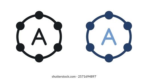 Antioxidant icon set in black and colored