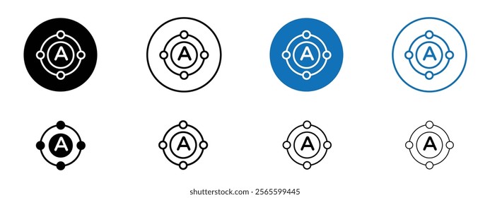 Antioxidant icons in black and blue colors