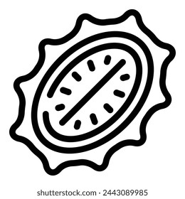 Antioxidant kiwano icon outline vector. Halved horned melon. Piece of tropical spiky cucumber