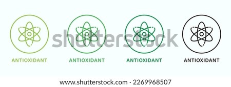 Antioxidant Line Green and Black Stamp Set. Free Anti Oxidant Outline Icons. Healthy Organic Nature Ingredient Pictogram. Anti Oxidant Supplement Symbol. Isolated Vector Illustration. Сток-фото © 