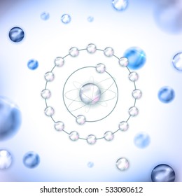 Antioxidant molecule with extra electrons,  works against free radicals. Abstract light blue background.