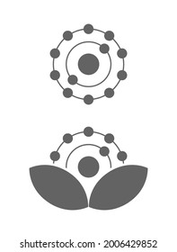 molécula antioxidante con icono de hoja aislado en fondo blanco
