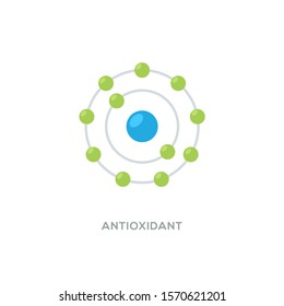 Antioxidant Vector Icon, Radical Free Oxidant Molecule.