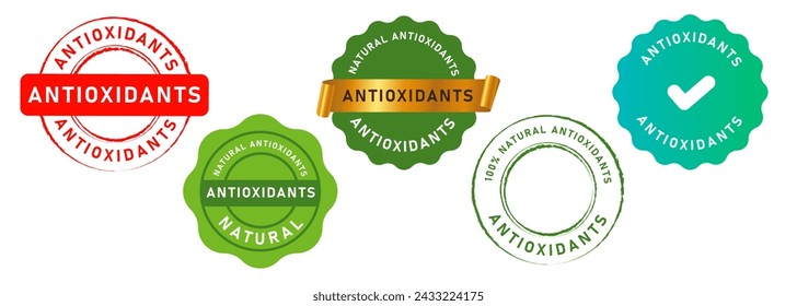 antioxidants circle stamp seal emblem label sticker sign natural chemical