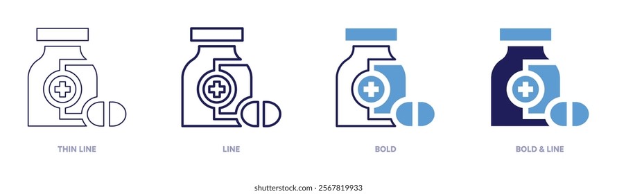Antioxidants icon in 4 different styles. Thin Line, Line, Bold, and Bold Line. Duotone style. Editable stroke.