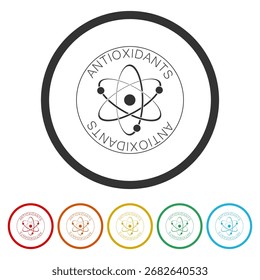 Antioxidants Icon. Set icons in color circle buttons