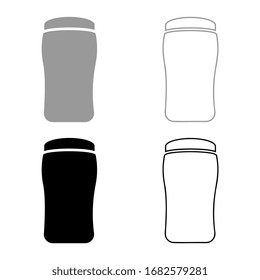 Antiperspirant dry Deodorant Cosmetic product icon outline set black grey color vector illustration flat style image