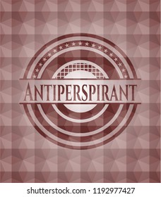 Antiperspirant red badge with geometric pattern background. Seamless.