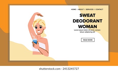 Antispirantenschweiß deodorante Frau Vektorgrafik. Unterarm-Stick, Arm-weiblich, deroll Anti-Perspirant Schweiß Deodorant Frau Web-flache Cartoon-Illustration