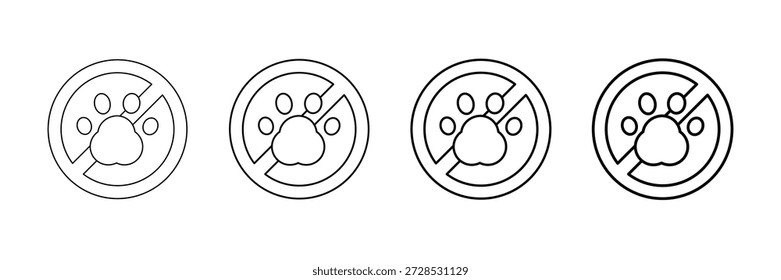 Anti-Wilderei-Symbole, Vektorgrafik-Set in verschiedenen Strichlinienstilen
