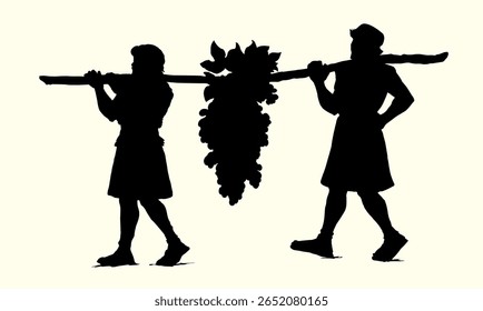 Antiquu forte alegre alegria divertida leste asiático adulto judeu homem homem servo grande grande pesada natureza vara trabalho mão desenhado quintal preto velho retro idade bíblica história cena arte esboço branco céu texto espaço