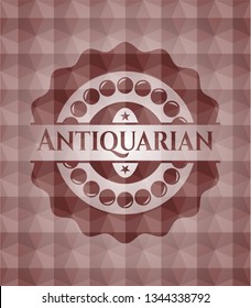 Antiquarian red emblem with geometric pattern. Seamless.