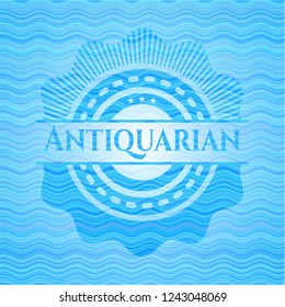 Antiquarian water wave representation style badge.