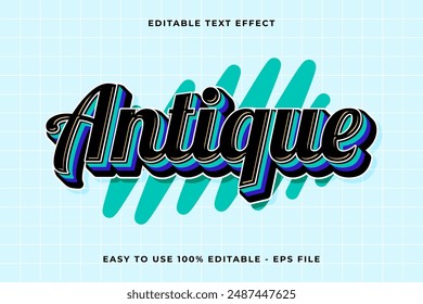 antique 3d editable vector text effect. trendy style text effect