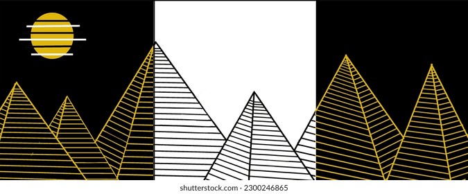 arte antiguo abstracto de las montañas, vector, diseño.