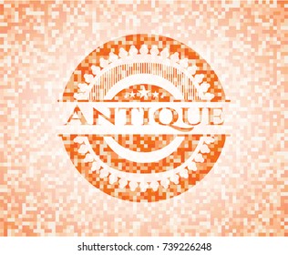 Antique abstract orange mosaic emblem