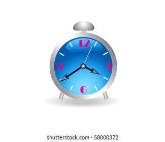 Antique alarm clock on a white background
