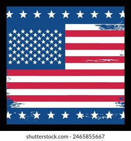 Antique American flag on a canvas