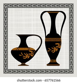 Antique amphora on a canvas,  vector illustration.