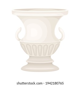 Antique Amphora with Wide Neck and Ornament Closeup View Vector Illustration