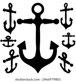 Antique Anchor Silhouette Vector 06. Illustration Isolated On White Background.