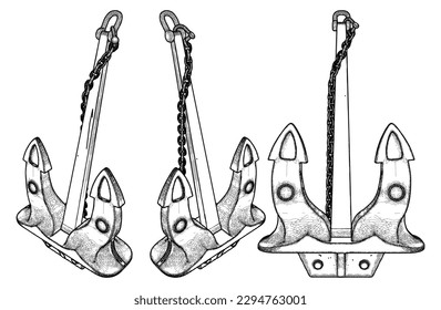 Antique Anchor Vector 03. Illustration Isolated On White Background. A vector illustration Of An Vintage Retro Anchor.