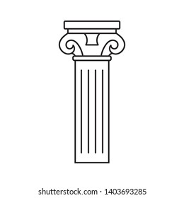 Antique ancient outline column of the Roman Empire for theatrical productions or decoration. Antique outline column with a pattern vector eps10. Decorative column building architecture symbol
