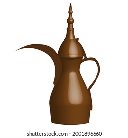 Antique arabic coffee pot.  Teapot. Dallah.
Arab coffee pot. 3D. Traditional Arabic coffee pot (dallah) isolated on white. Vector illustration.
