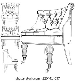 Antique Armchair Vector 77. Illustration Isolated On White Background. A Vector Illustration Of Classic Armchair Background.