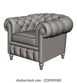Antique Armchair Vector 80. Illustration Isolated On White Background. A Vector Illustration Of Retro Classic Armchair Background.