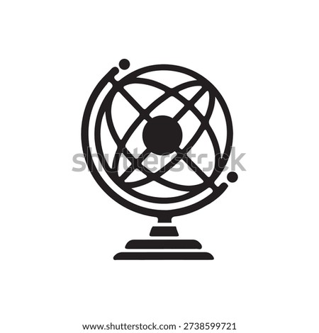 Antique Armillary Sphere Silhouette Icon for Science and Astronomy
