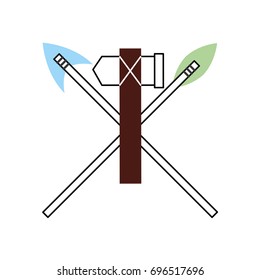 antique arrows and ax isolated icon