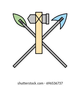 antique arrows and ax isolated icon