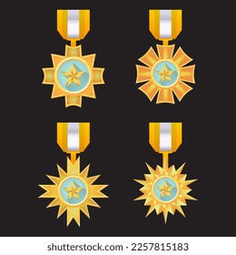 Antique award medal vector with several variations