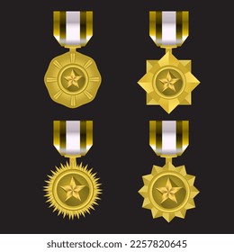 Antique award medal vector with some variations