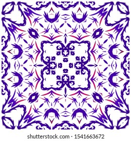Antique azulejo tiles patchwork. Bathroom design. Vector seamless pattern poster. Blue spain and portuguese decor for bags, smartphone cases, T-shirts, linens or scrapbooking.