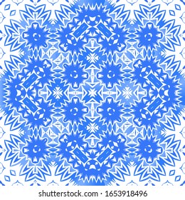 Baldosas de azulejo antiguas. El diseño del cuarto de baño. Afiche de patrones sin fisuras del vector. Espalda azul y decoración portuguesa para bolsas, estuches para smartphones, pantalones en T, ropa de cama o rayado.