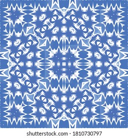 Fliesen-Fliesen-Fliesen aus antiker Azulejo-Zeit. Das Badezimmer ist sehr schön. Vektornahtloses Musterplakat. Blauer Spain und portugiesisches Dekor für Taschen, Smartphone-Kisten, T-Shirts, Bettwäsche oder Scrapbooking.