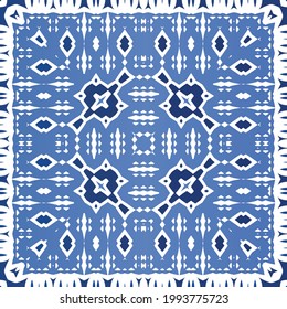 Baldosas de azulejos antiguos. Diseño gráfico. Plantilla de patrón sin problemas del vector. España azul y decoración portuguesa para bolsas, estuches para smartphones, camisetas, ropa de cama o scrapbooking.