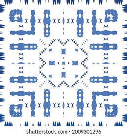 Antique azulejo tiles patchwork. Graphic design. Vector seamless pattern template. Blue spain and portuguese decor for bags, smartphone cases, T-shirts, linens or scrapbooking.
