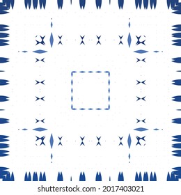 Antique azulejo tiles patchwork. Graphic design. Vector seamless pattern template. Blue spain and portuguese decor for bags, smartphone cases, T-shirts, linens or scrapbooking.