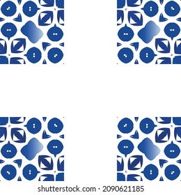 Antique azulejo tiles patchwork. Graphic design. Vector seamless pattern theme. Blue spain and portuguese decor for bags, smartphone cases, T-shirts, linens or scrapbooking.
