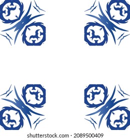 Antique azulejo tiles patchwork. Hand drawn design. Vector seamless pattern texture. Blue spain and portuguese decor for bags, smartphone cases, T-shirts, linens or scrapbooking.