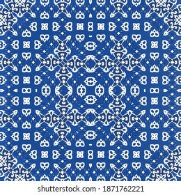 Fliesen-Fliesen-Fliesen aus antiker Azulejo-Zeit. Küchendesign. Vektornahtloser Musterrahmen. Blauer Spain und portugiesisches Dekor für Taschen, Smartphone-Kisten, T-Shirts, Bettwäsche oder Scrapbooking.