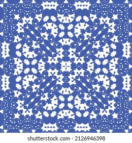 Baldosas de azulejos antiguos. Diseño de cocina. Concepto de patrón sin fisuras de vectores. España azul y decoración portuguesa para bolsas, estuches para smartphones, camisetas, ropa de cama o scrapbooking.