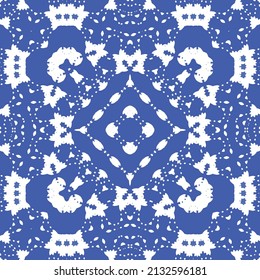 Baldosas de azulejos antiguos. Diseño de cocina. Concepto de patrón sin fisuras de vectores. España azul y decoración portuguesa para bolsas, estuches para smartphones, camisetas, ropa de cama o scrapbooking.