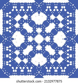 Antique azulejo tiles patchwork. Kitchen design. Vector seamless pattern concept. Blue spain and portuguese decor for bags, smartphone cases, T-shirts, linens or scrapbooking.