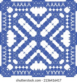 Antique azulejo tiles patchwork. Kitchen design. Vector seamless pattern concept. Blue spain and portuguese decor for bags, smartphone cases, T-shirts, linens or scrapbooking.