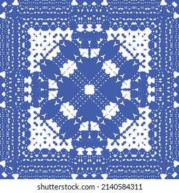 Antique azulejo tiles patchwork. Kitchen design. Vector seamless pattern concept. Blue spain and portuguese decor for bags, smartphone cases, T-shirts, linens or scrapbooking.