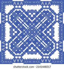 Antique azulejo tiles patchwork. Kitchen design. Vector seamless pattern concept. Blue spain and portuguese decor for bags, smartphone cases, T-shirts, linens or scrapbooking.